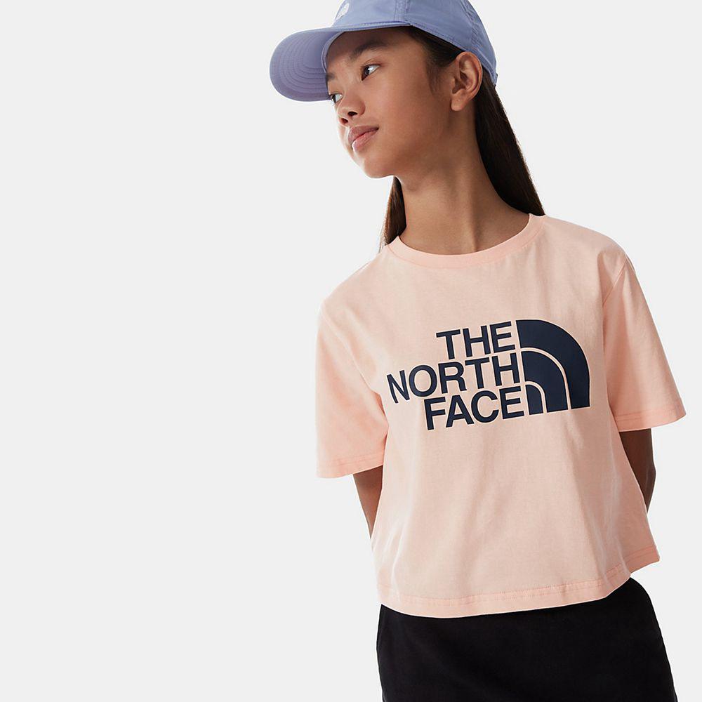 The North Face Easy Cropped Κορίτσια T Shirt - Κοραλι (PTUQ68720)